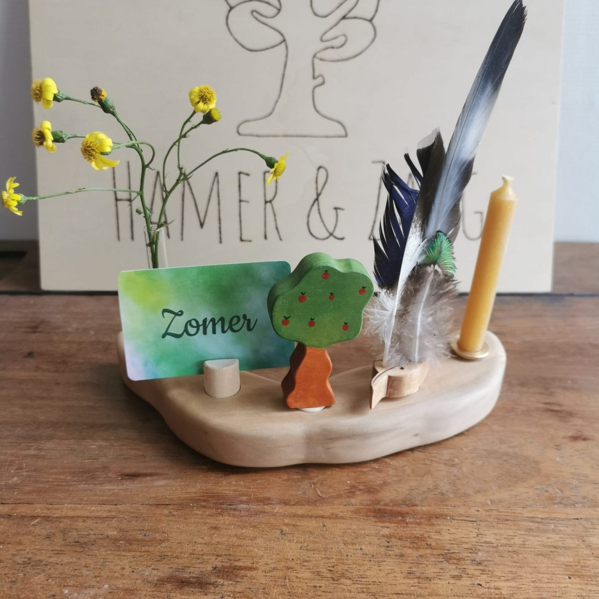 Houten Steker | Seizoensboom Lente/Zomer (dubbelzijdig)