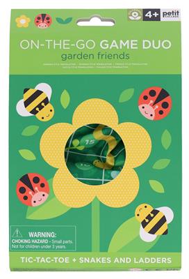 ON THE GO Duo Game Garden friends - Snakes and Ladders & TacTacToe (4+)