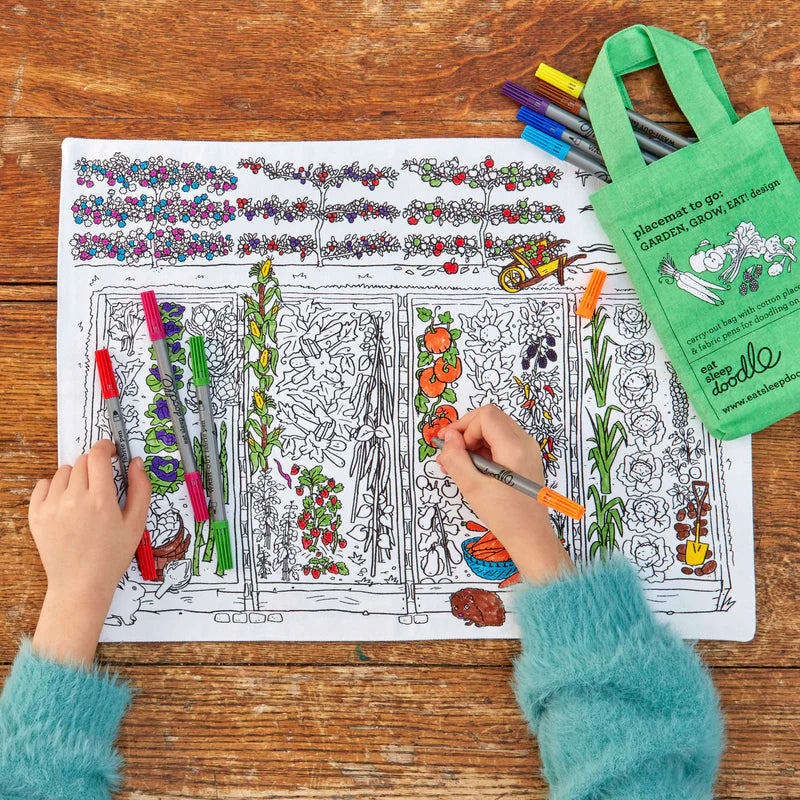 Placemat to go | Tuinieren, Groeien en Eten (incl. uitwasbare textielstiften)