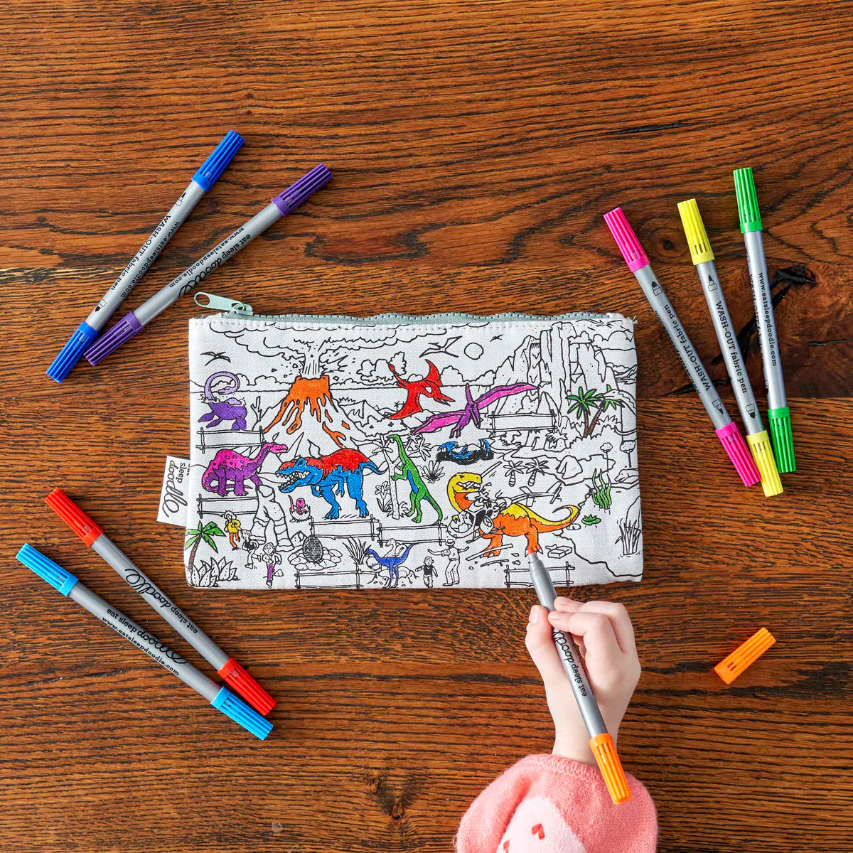 Etui to go | Dino (incl. uitwasbare textielstiften)