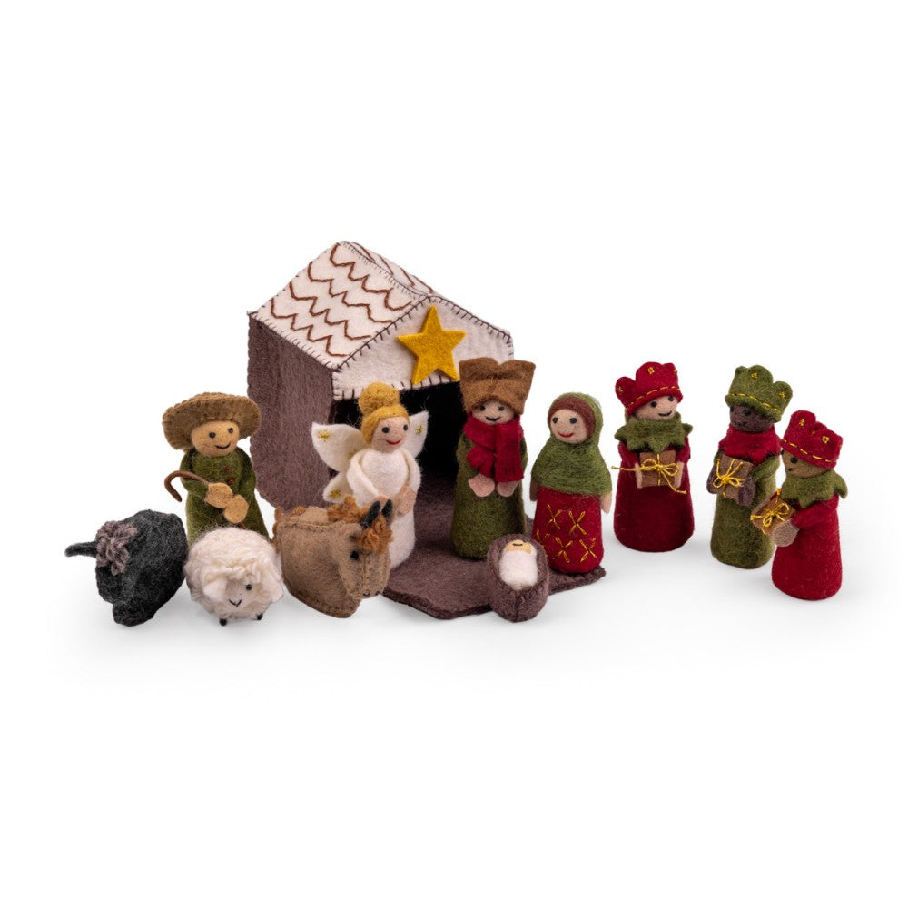 Kerststal (Stal + 11 Figuren) | Rood - Groen