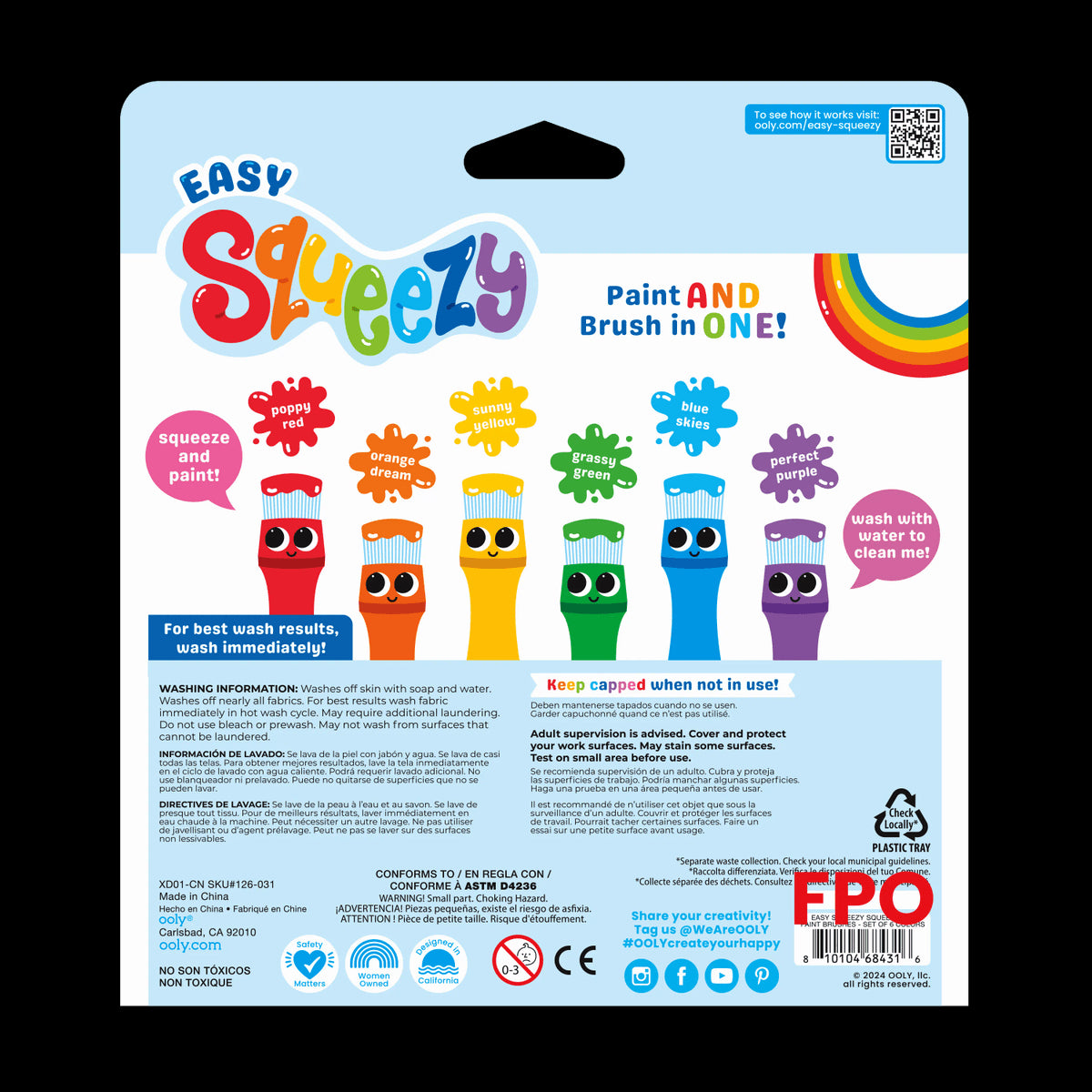 Knijppenselen | Squeezable Washable Poster Paint Brushes (3+)