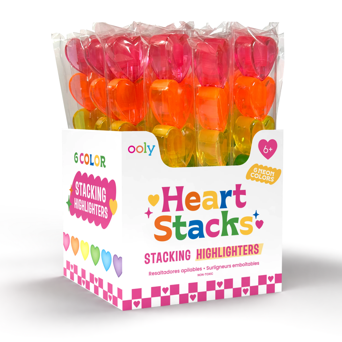Stacking Highlighters | Heart Stacks (6 neonkleuren) 6+