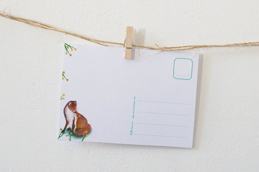 Ansichtkaart | Grote en kleine vos