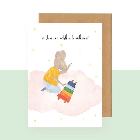 Wenskaart | Ik blaas een luchtkus de wolken in