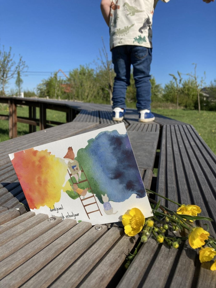 Wenskaart | Dankjewel voor een kleurrijk schooljaar