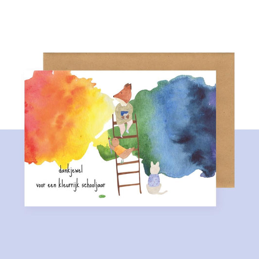 Wenskaart | Dankjewel voor een kleurrijk schooljaar