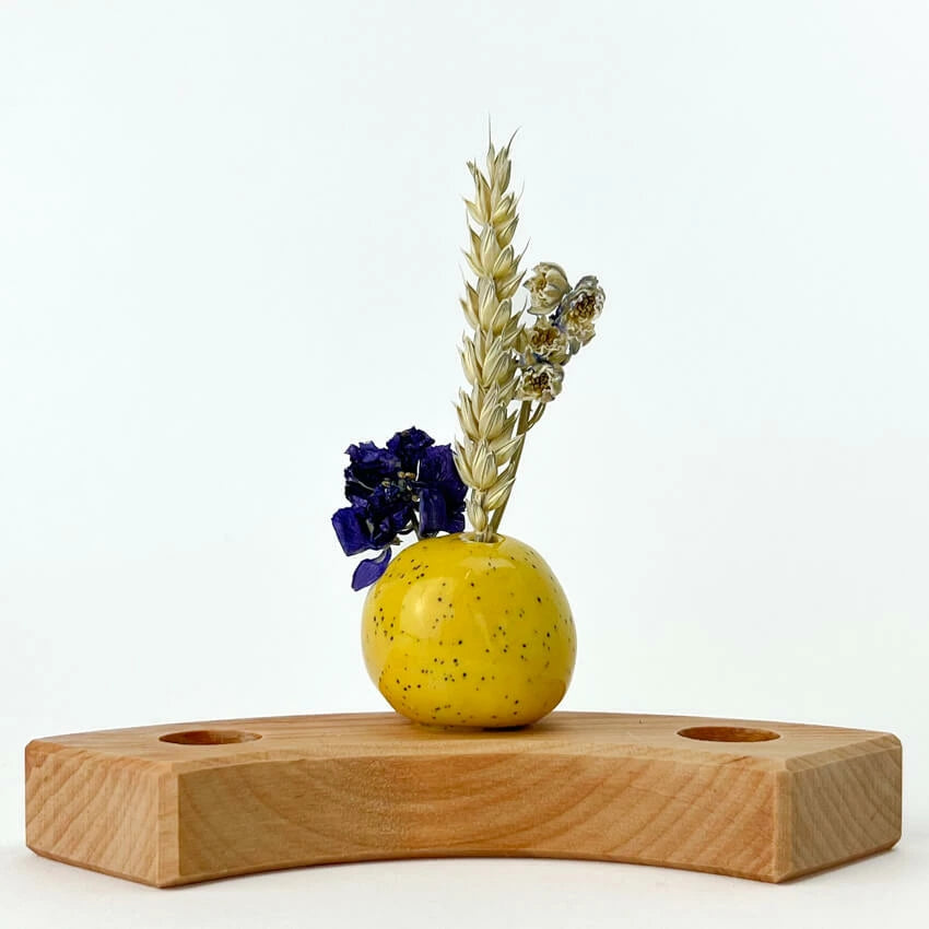 Keramieken Steker | Geel met Spikkels Bolvaasje (op = op)