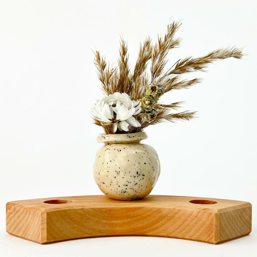 Keramieken Steker | Wit met Spikkels Kraagvaasje