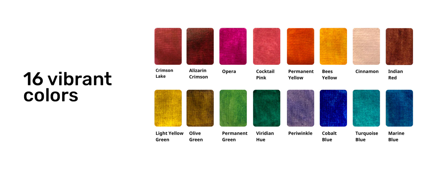 Viviva Colors Aquarelverf in Biologisch Afbreekbaar Kurkpalet 'Lente' (16 kleuren)