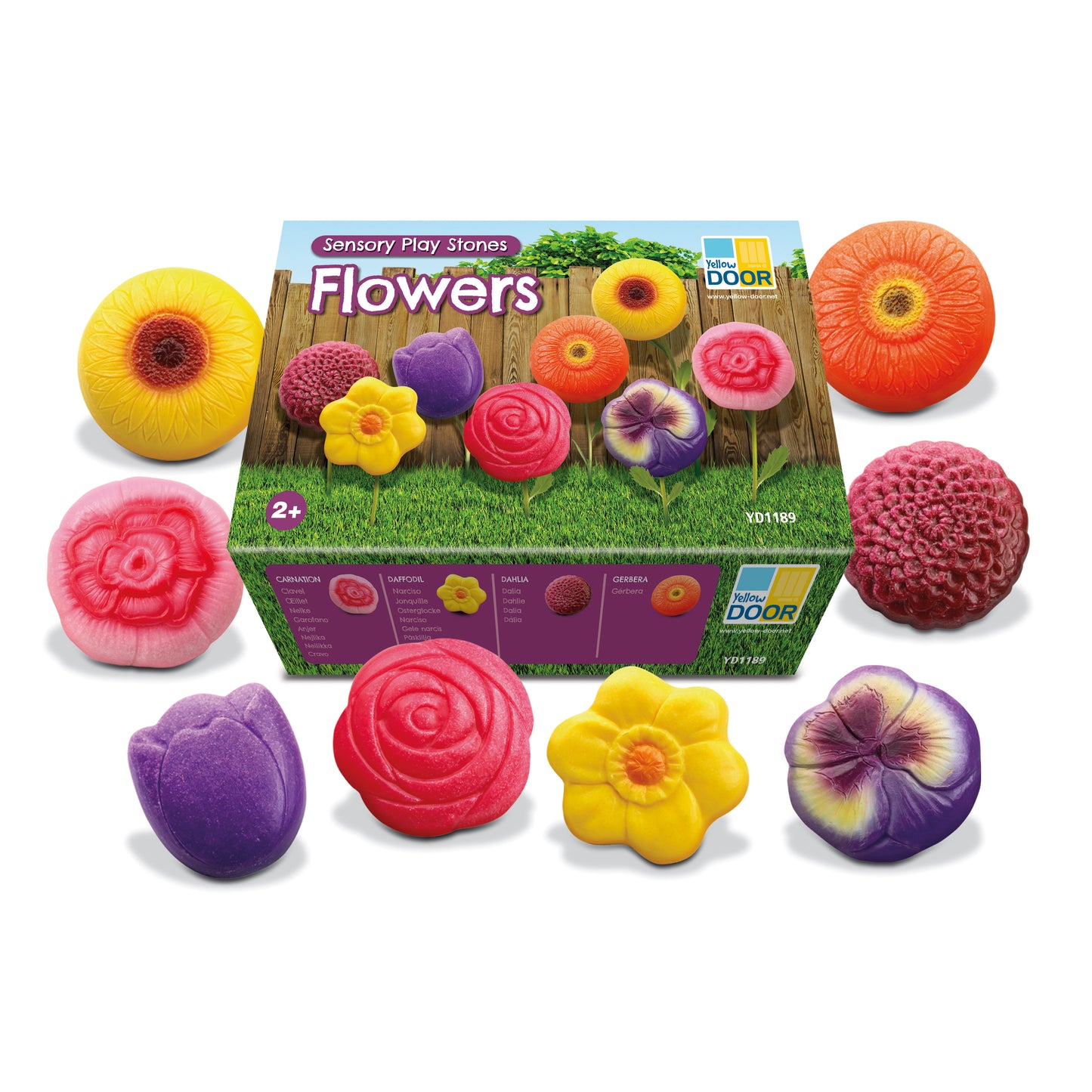 Sensory Play Stones 'Flowers' (8 bloemen)
