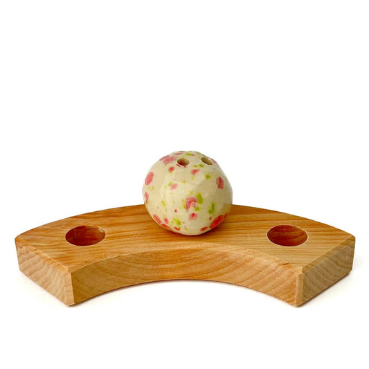 Steker | Wit met Roze & Groen Bolvaasje