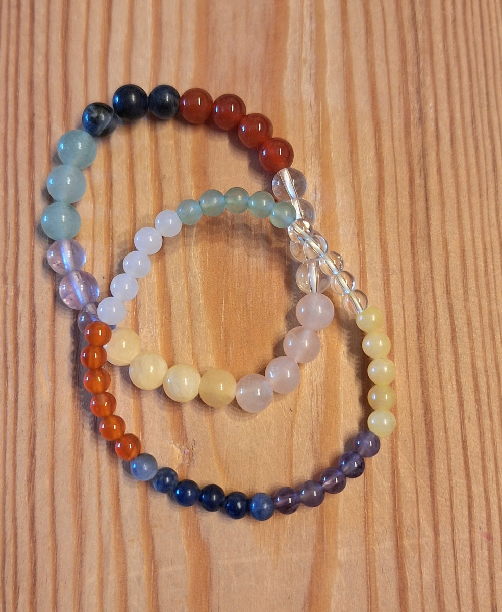 Chakra Kogelarmbandje (echte edelstenen)