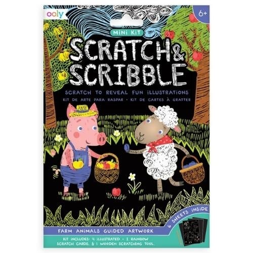 Kraskunst | Mini Scratch & Scribble - Farm Animals