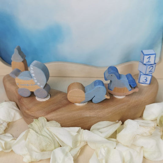 Houten Steker | Slapende Baby Blauw