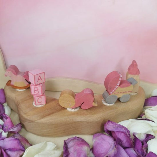 Houten Steker | Slapende Baby Roze