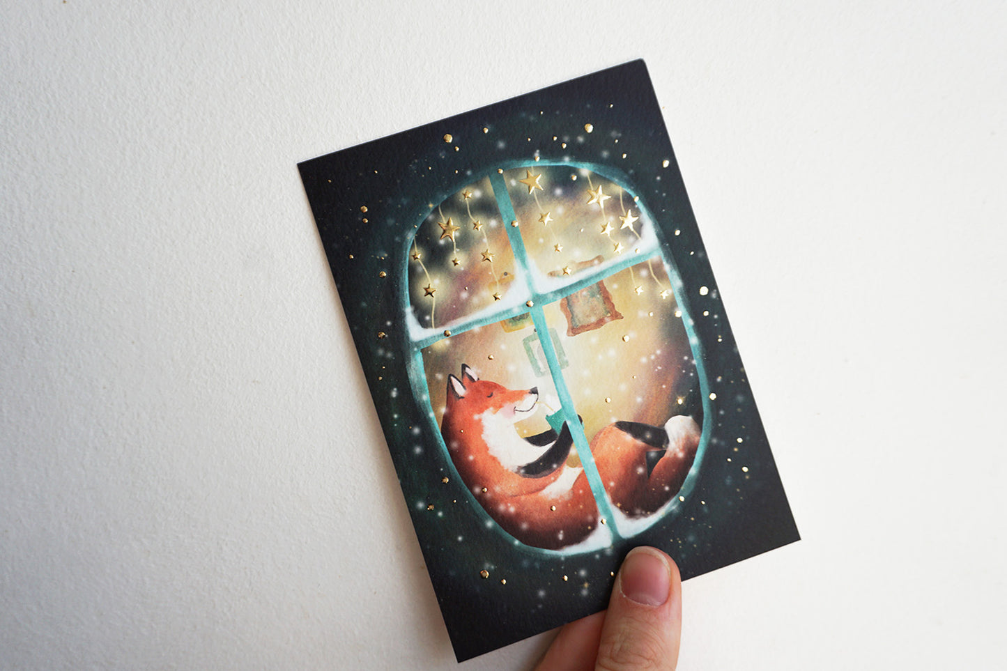 Ansichtkaart met foliedruk | Chillen in het raam