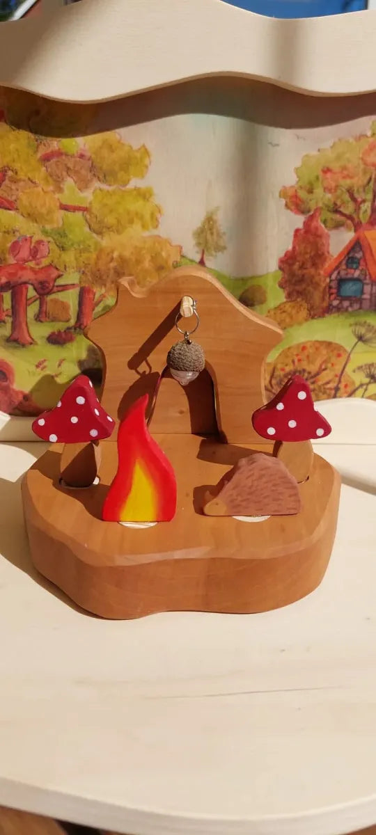 Mini Jaarring met Houten Huisje & Lampje