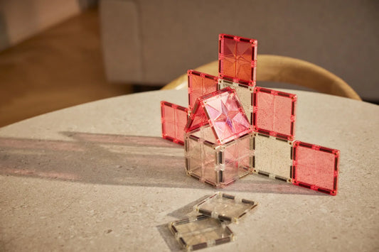 Glitter Tiles Pack Transparent/Pink (16)