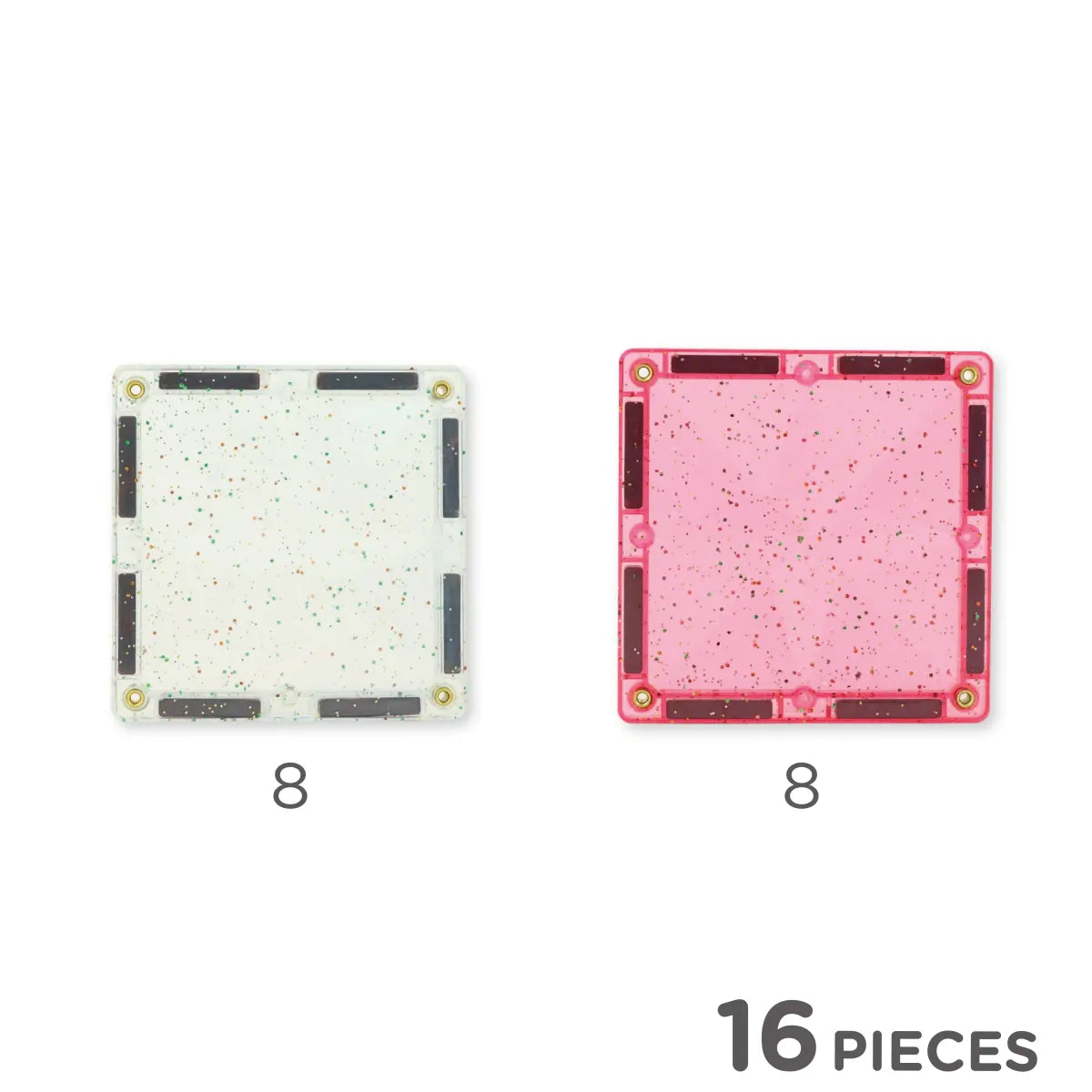 Glitter Tiles Pack Transparent/Pink (16)