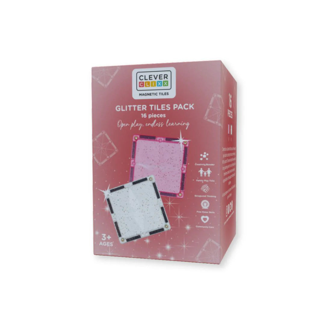 Glitter Tiles Pack Transparent/Pink (16)