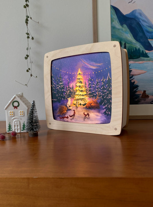 Plaat Seizoenenlamp/Raamhanger | Kerstmis in het bos