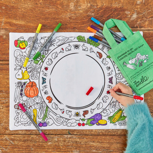 Placemat to go | Tuinieren, Groeien en Eten (incl. uitwasbare textielstiften)