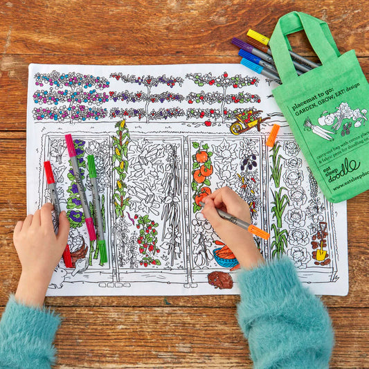 Placemat to go | Tuinieren, Groeien en Eten (incl. uitwasbare textielstiften)