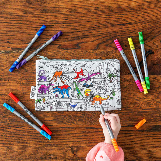 Etui to go | Dino (incl. uitwasbare textielstiften)