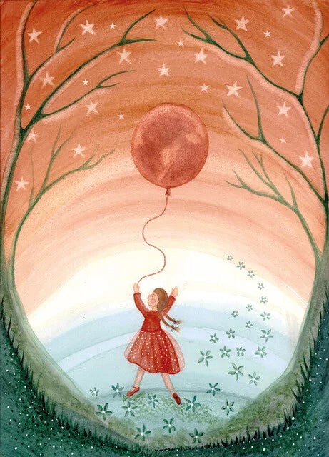 Ansichtkaart | Girl with Moon Balloon