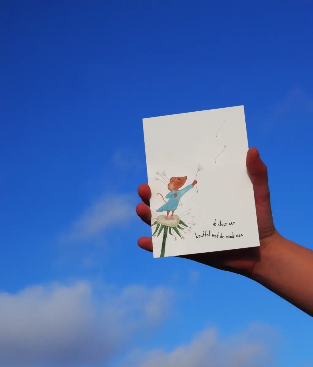 Dubbele Wenskaart | Ik stuur een knuffel met de wind mee