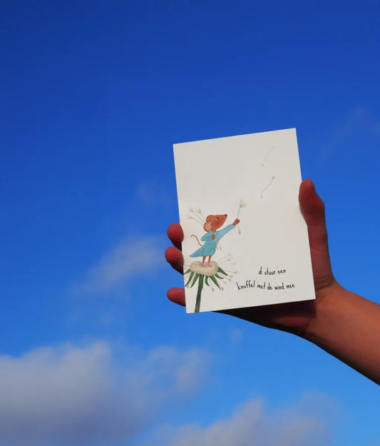 Dubbele Wenskaart | Ik stuur een knuffel met de wind mee